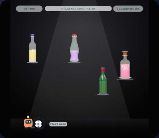 Bottle Pop gameplay with glass bottles and a football